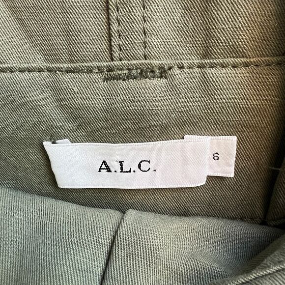 A.L.C. Kai Khaki Belted Cargo Mini Skirt Size 6 - Picture 6 of 8